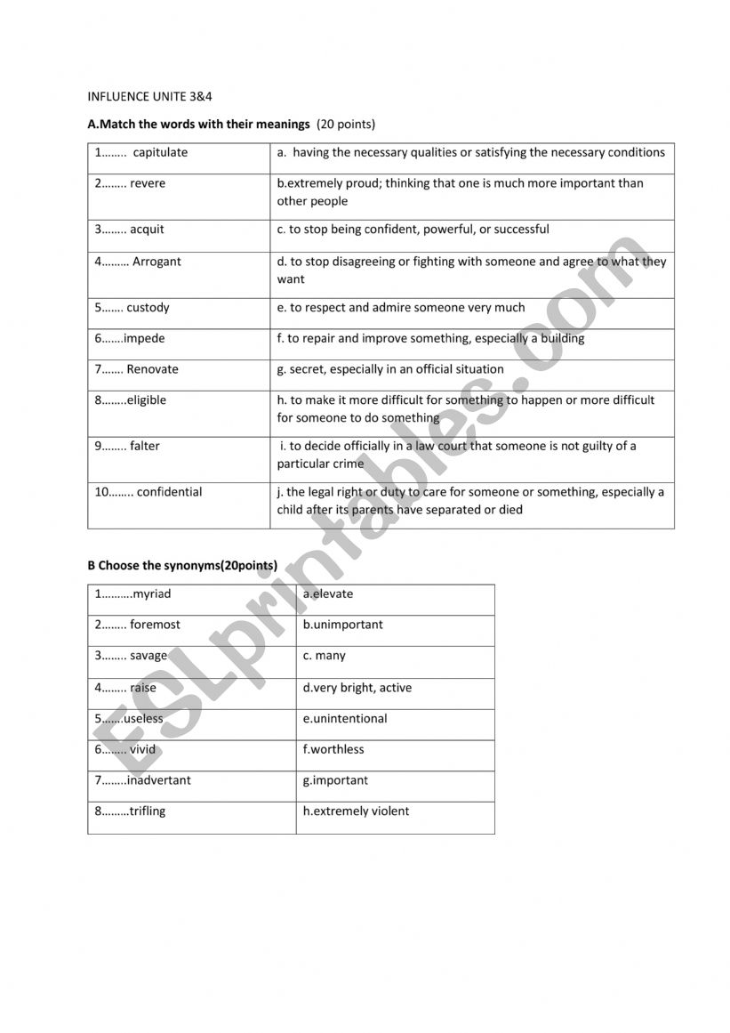 influence quiz 2 worksheet