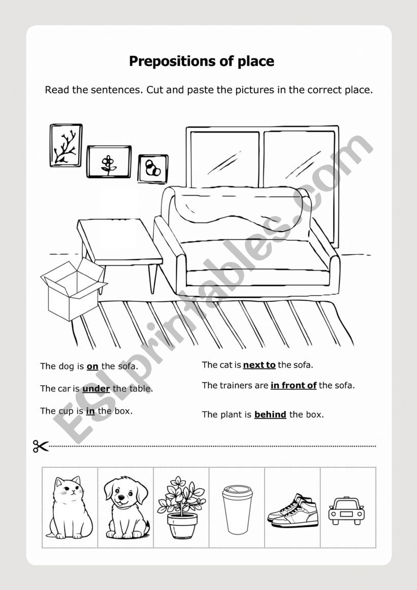 Prepositions of place worksheet