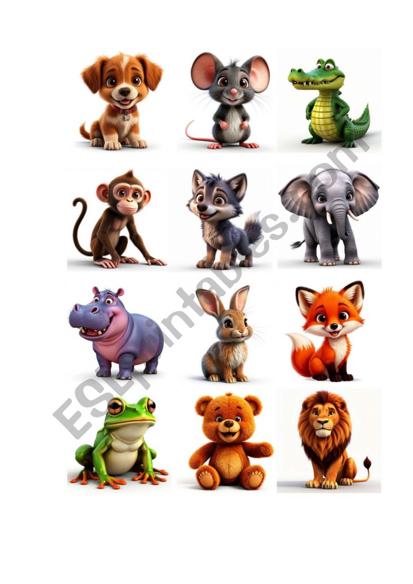 animals plural and singular memo game