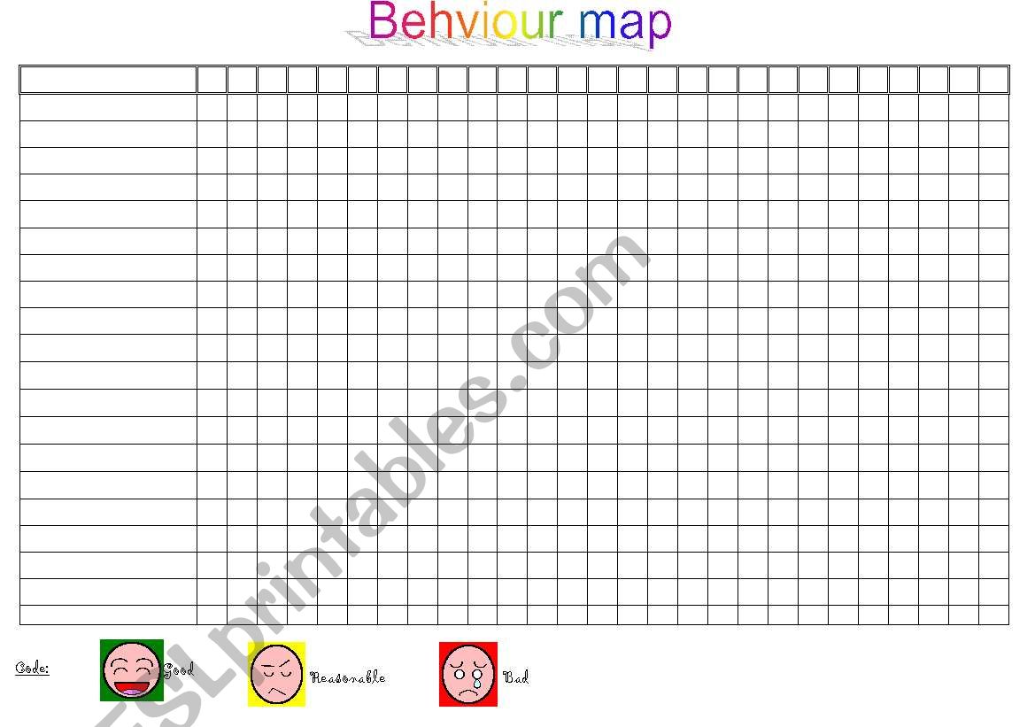 Behaviour Map worksheet