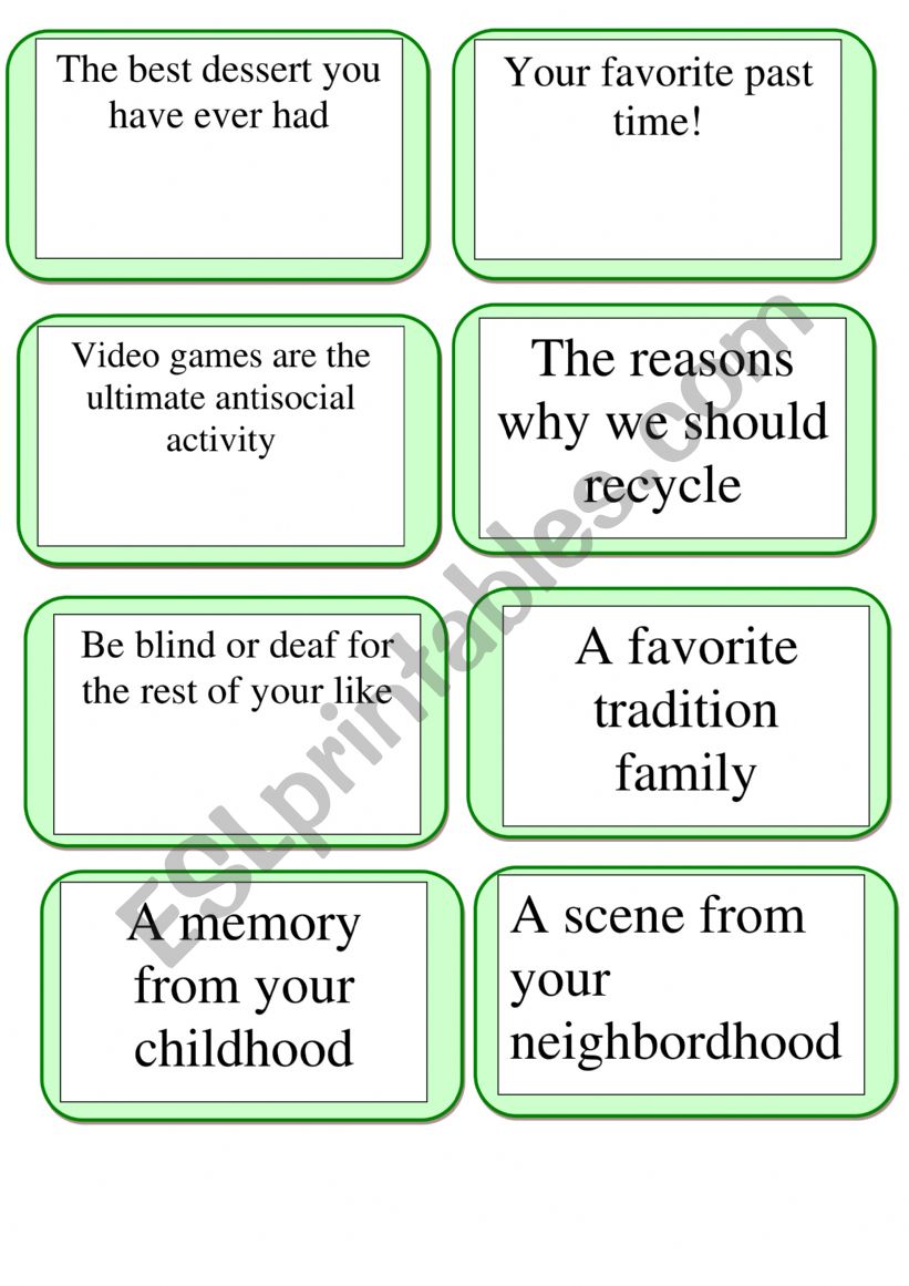 Intermidiate Speaking cards worksheet