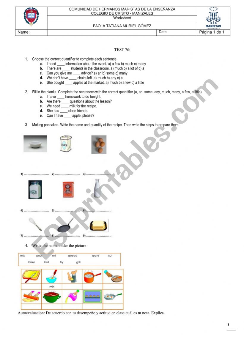 Quantifiers worksheet