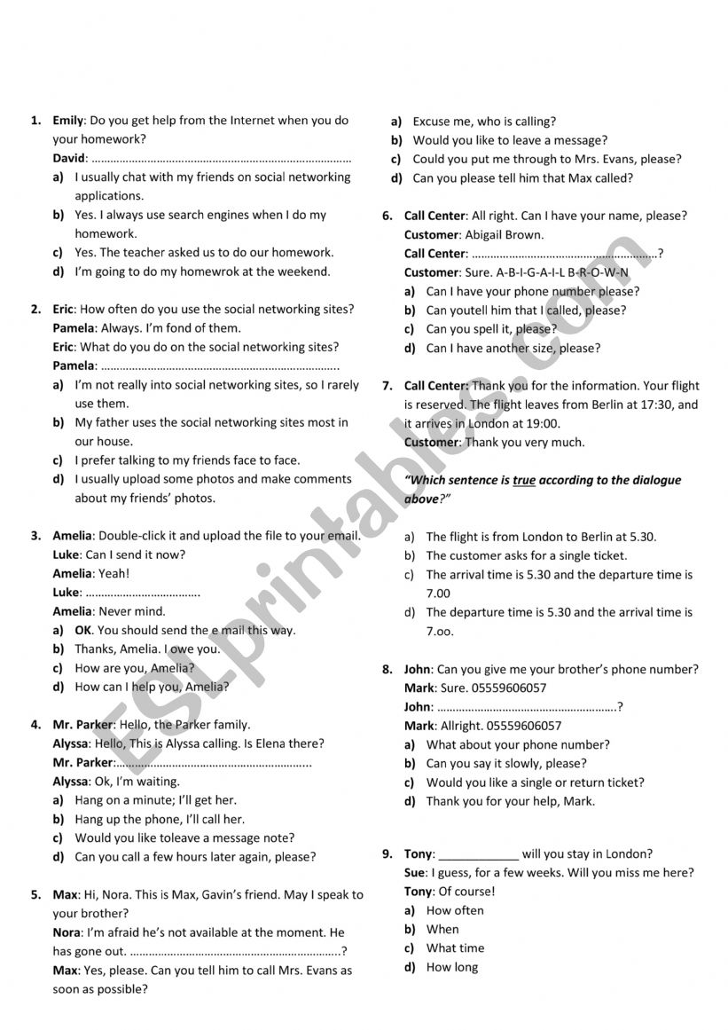 8th grades exam  for LGS worksheet