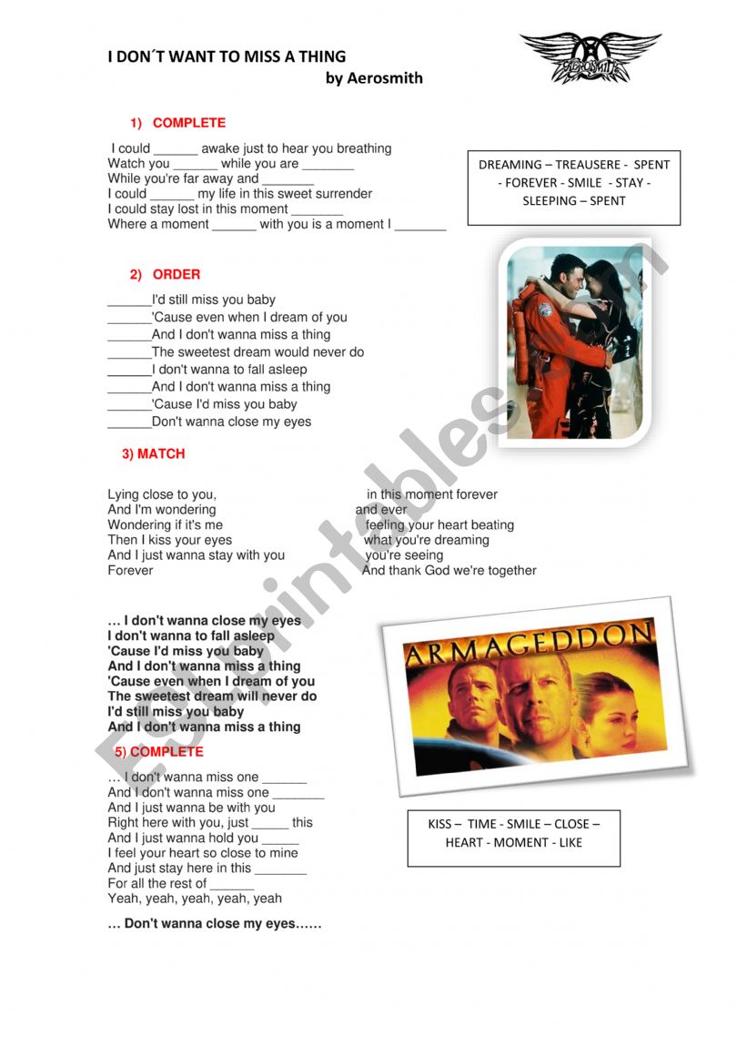 I DONT WANT MISS A THING by AEROSMITH