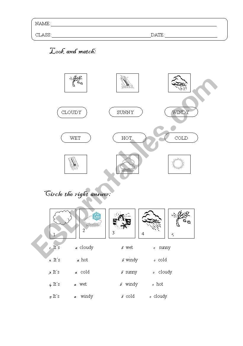 WEATHER worksheet