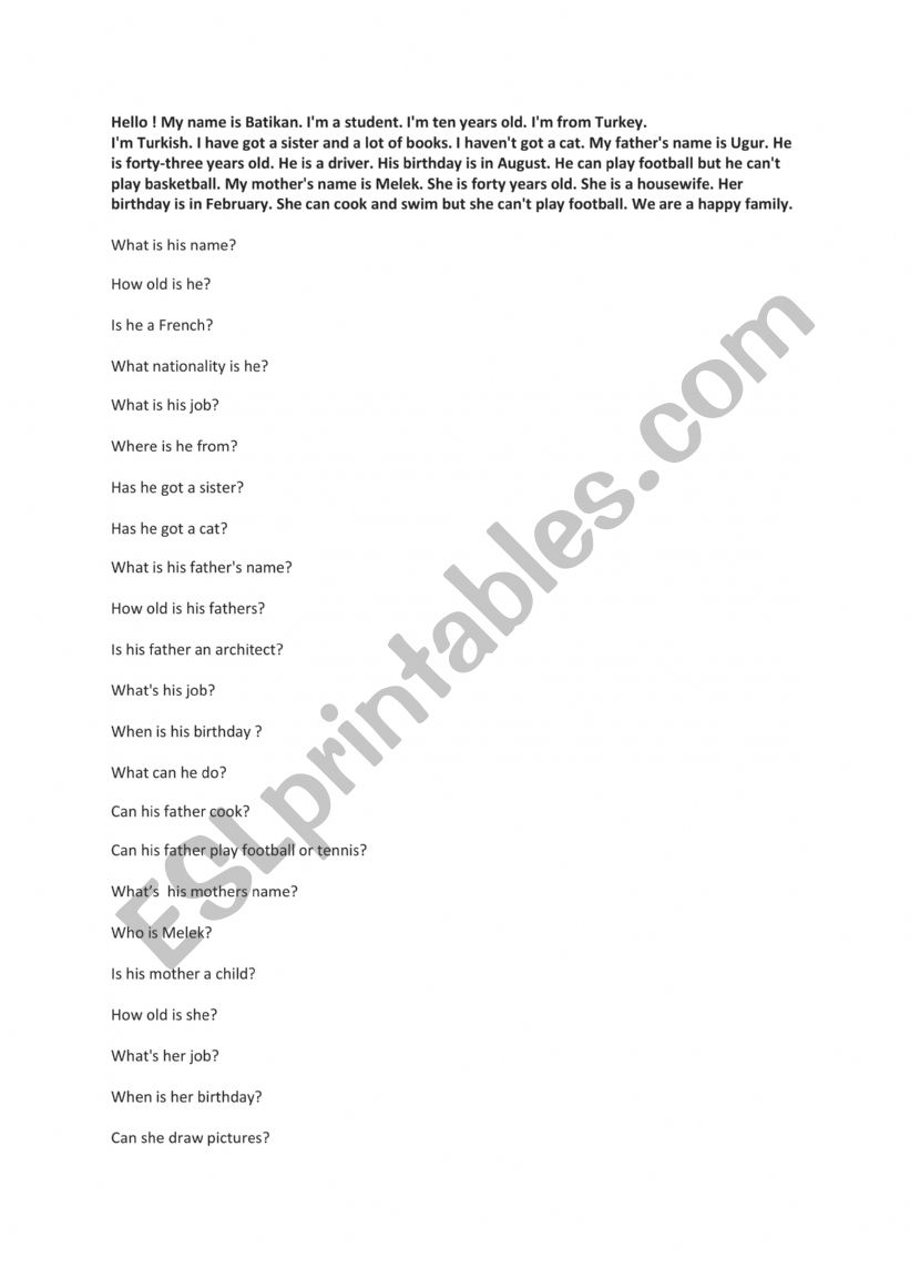 Simple Present Tence worksheet