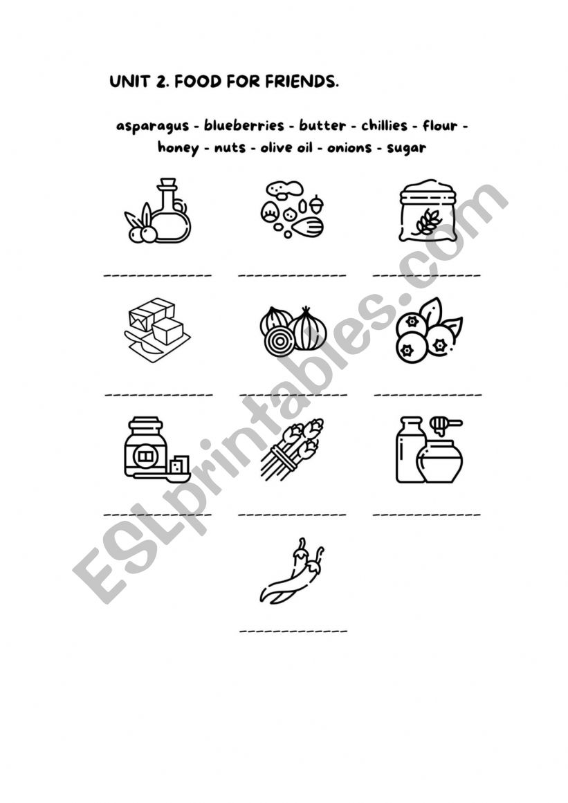 Food ingredients worksheet