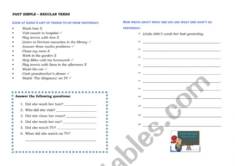 Past Simple - regular verbs worksheet