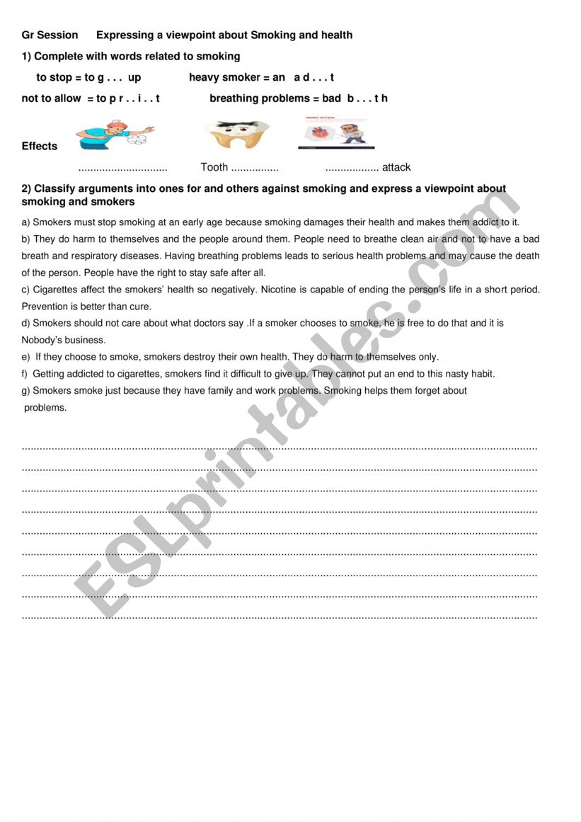 expressing opinion about smoking