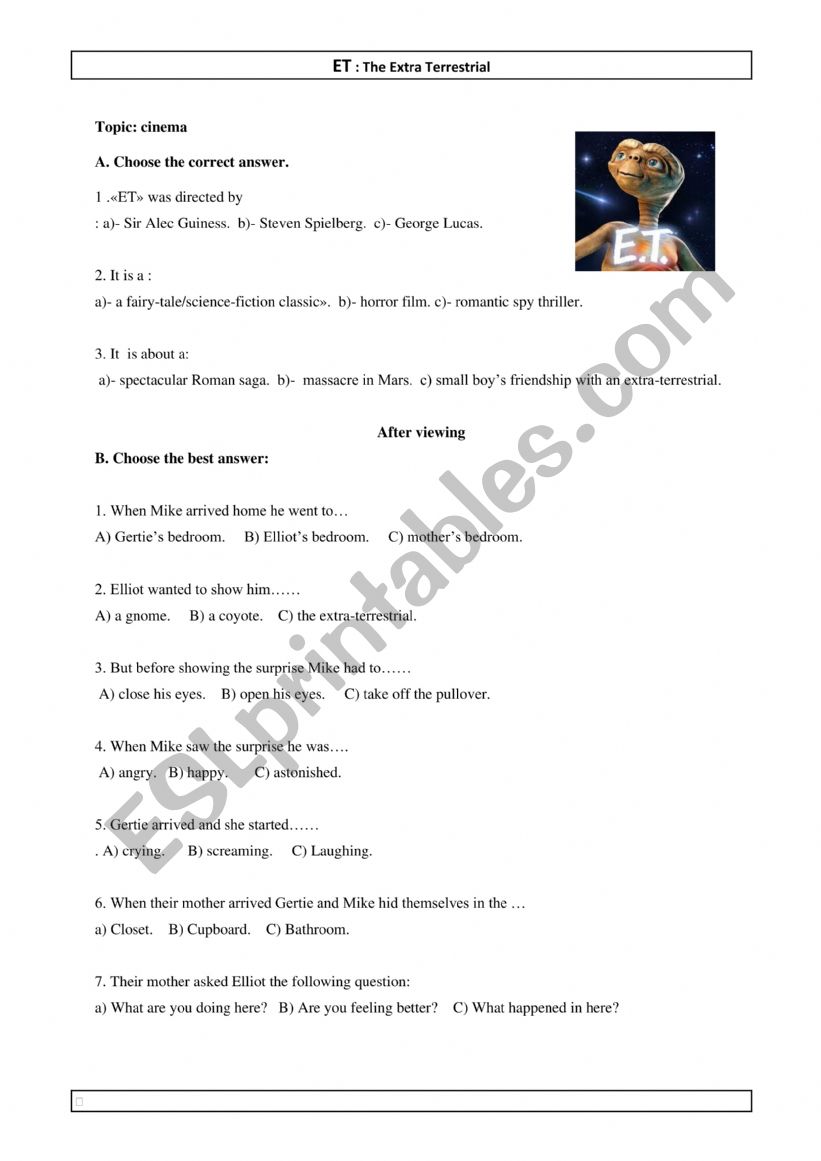 ET worksheet worksheet
