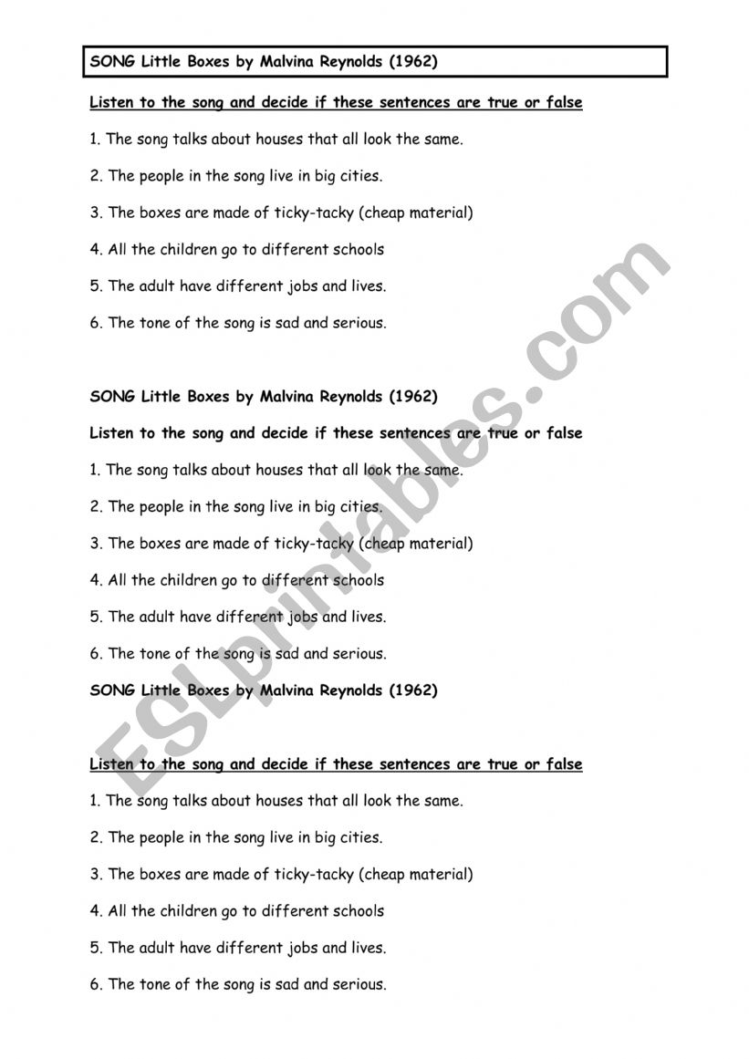 little boxes by Malvina Reynolds