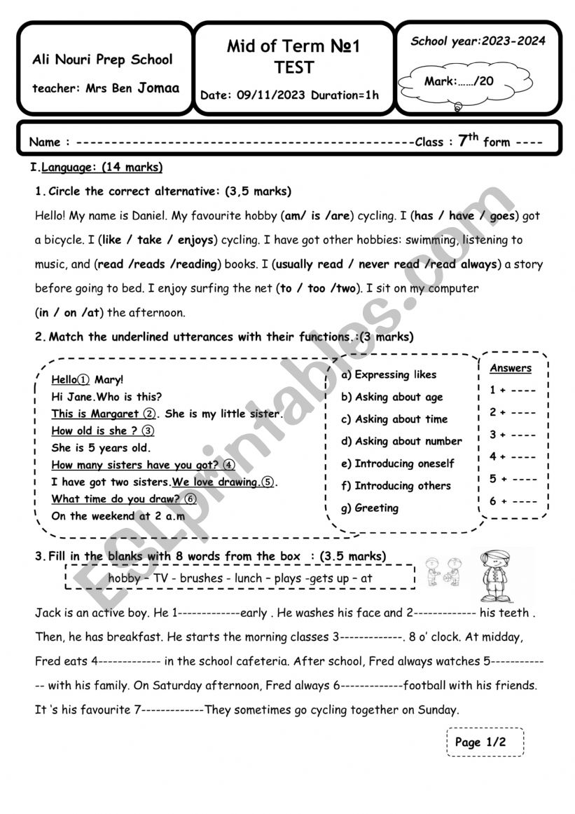 MID TERM PAPER 1 worksheet