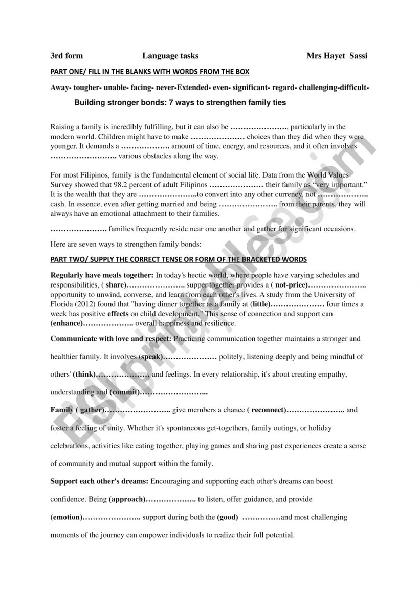 3rd form language tasks-module 1