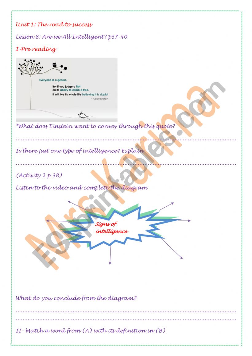 ARE WE ALL INTELLIGENT ? worksheet