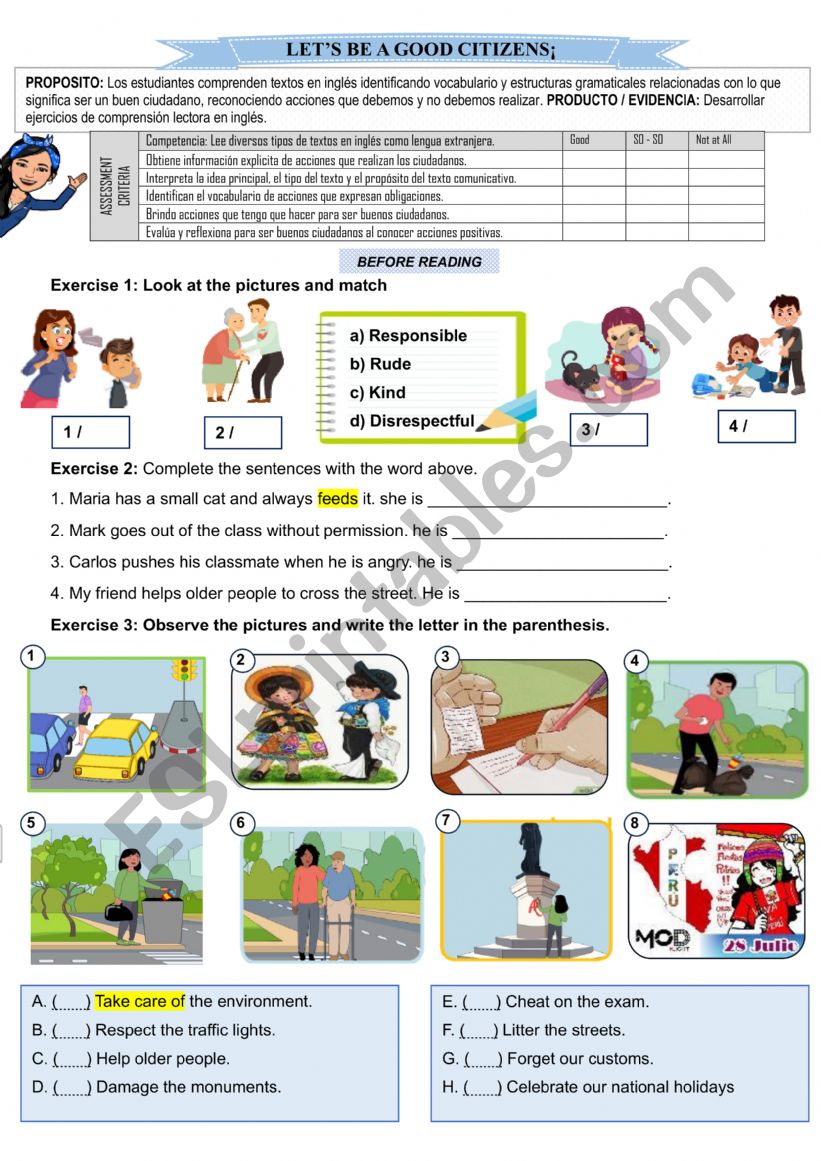 Good citizen worksheet