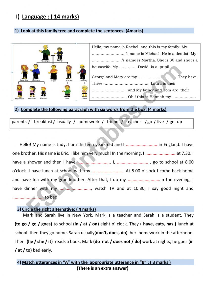 mid term test n 1 worksheet
