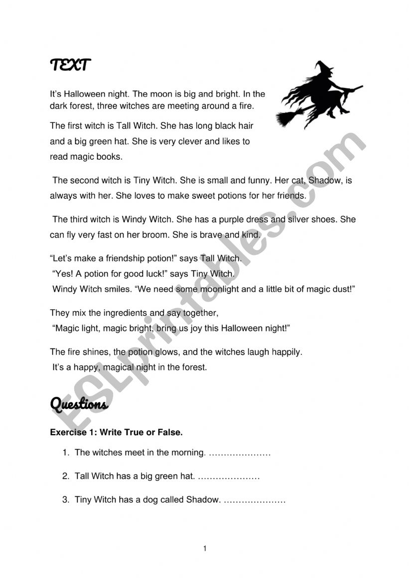 Halloween Reading  worksheet