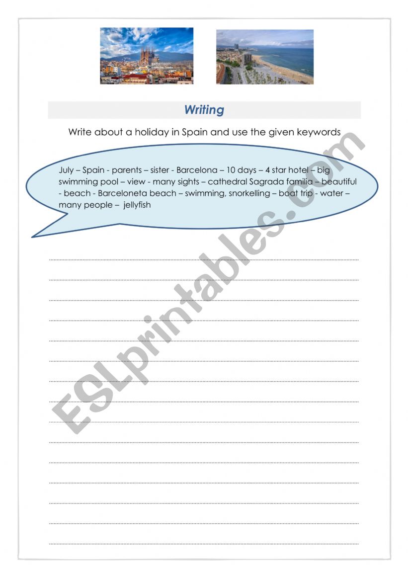 Write about a holiday worksheet