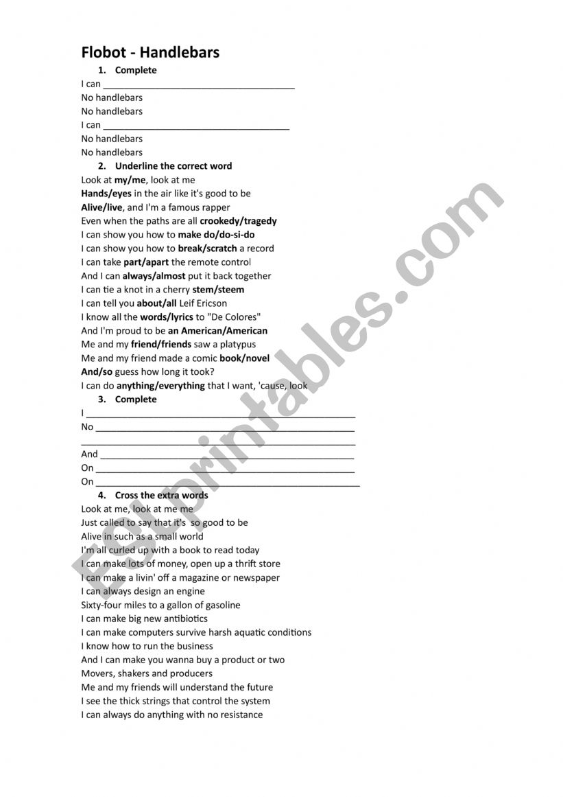 Flobot - Handlebars worksheet