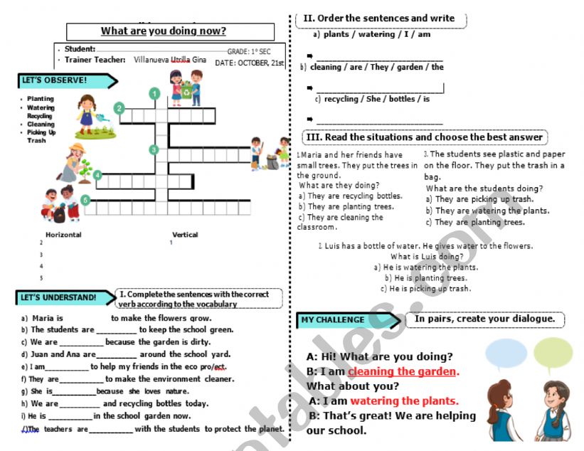What are you doing? worksheet