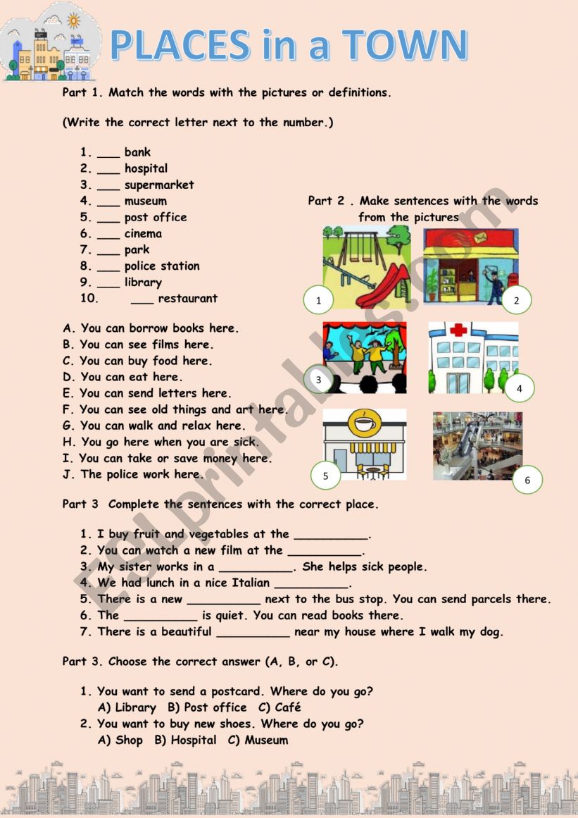Places in Town worksheet
