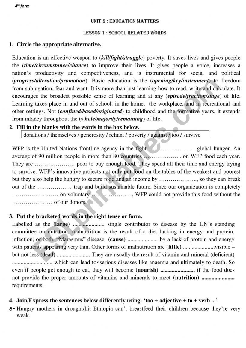  lesson 1 School Related words activities