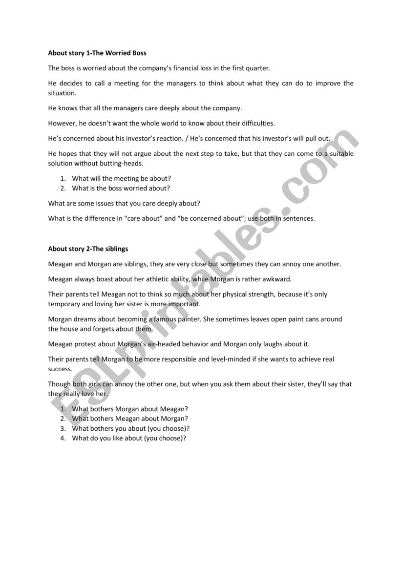 Stories to illustrate the use of 