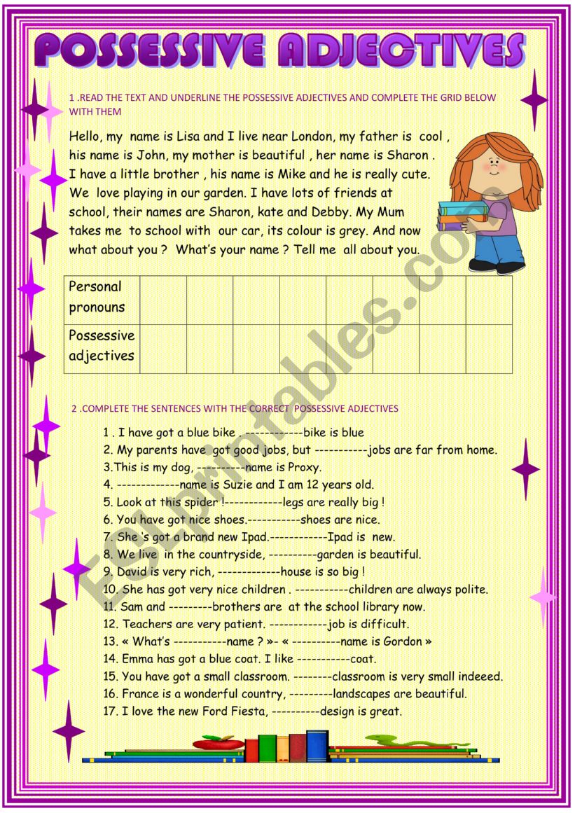 Possessive adjectives - ESL worksheet by Bouaziz84