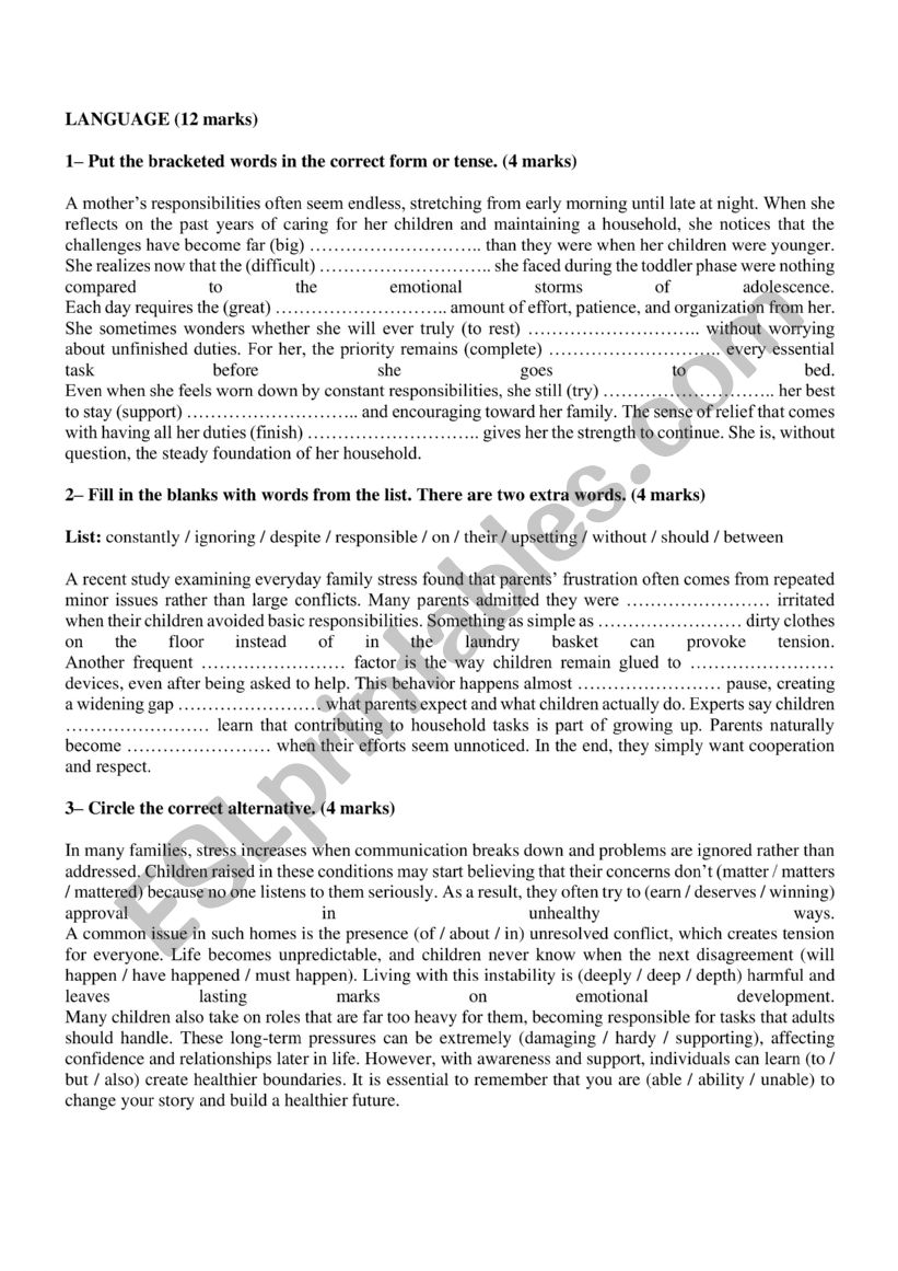 language 3rd form term 1 worksheet