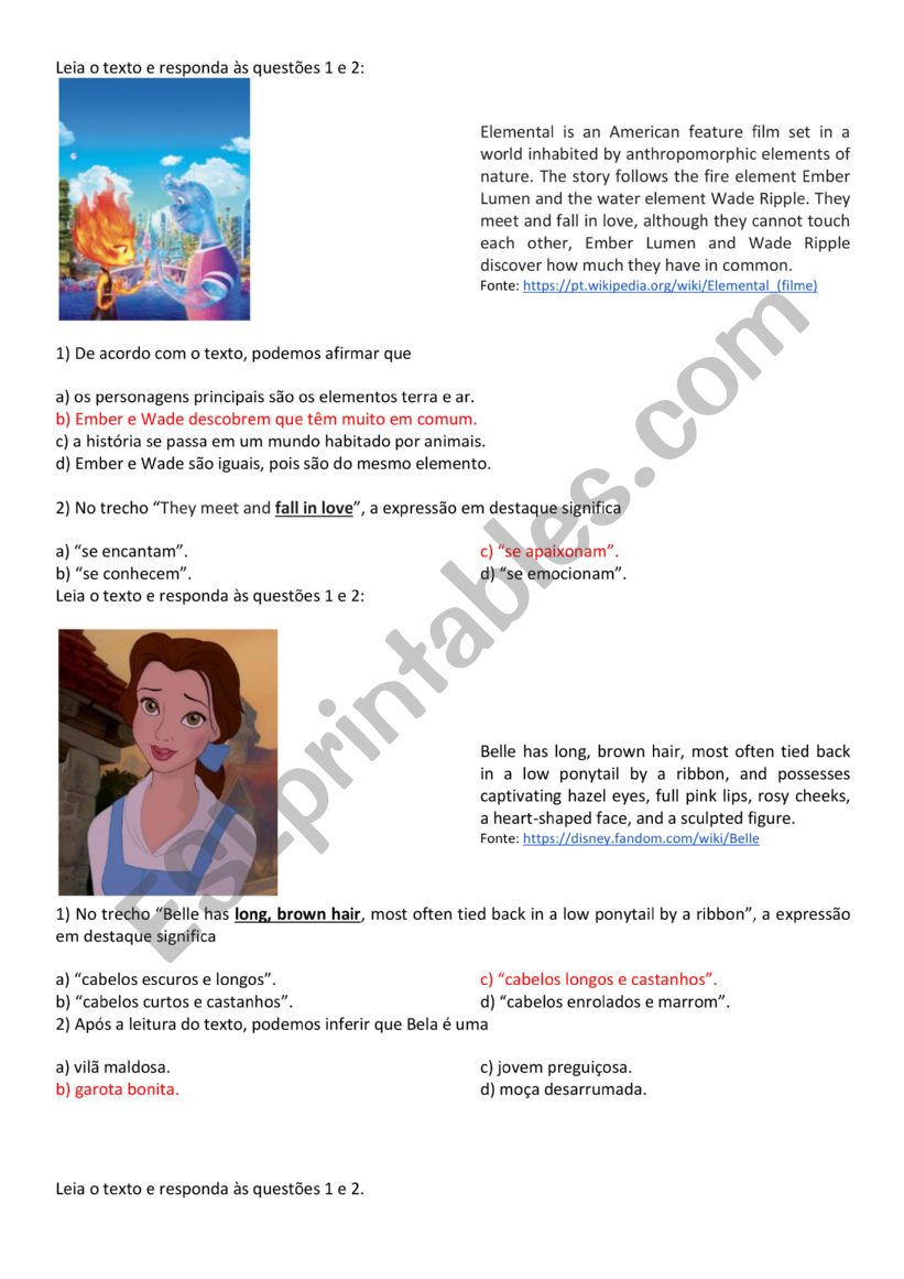 Reading Comprehension worksheet