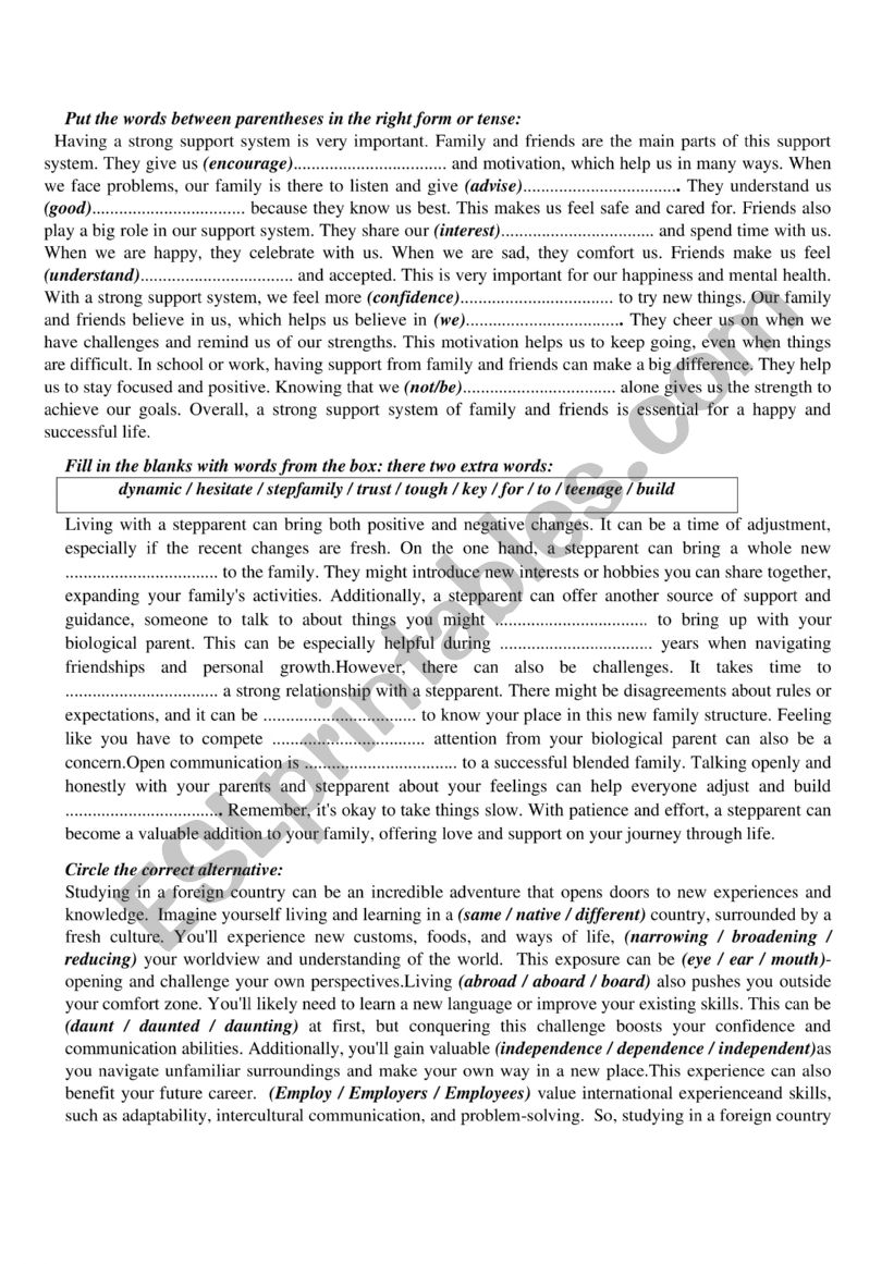 2nd form consolidation tasks - ESL worksheet by amelbouaziz