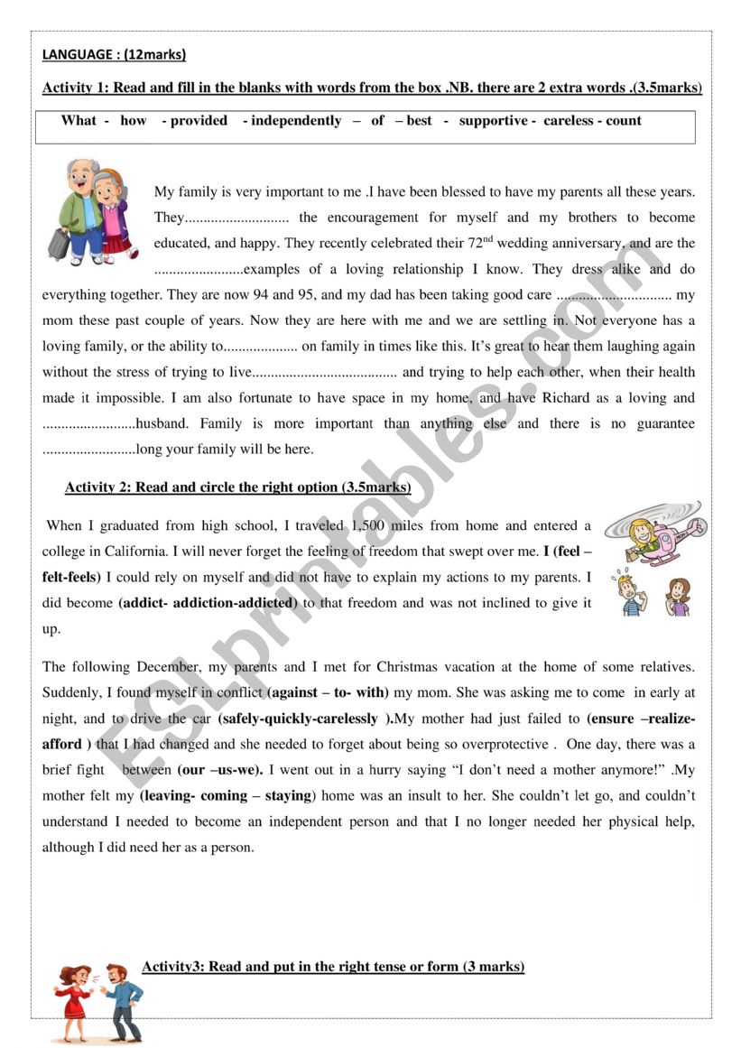 mid term test 9th form - ESL worksheet by mouna gueni