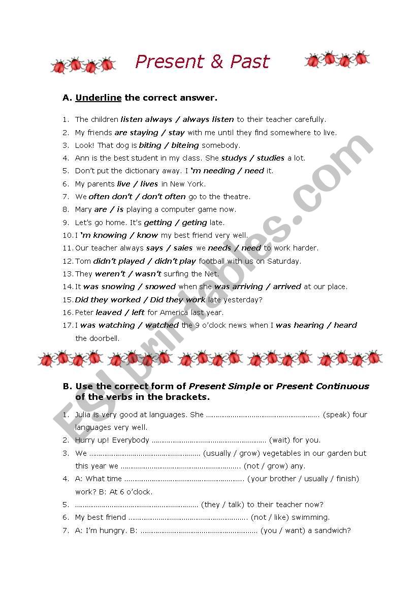 Present & Past worksheet