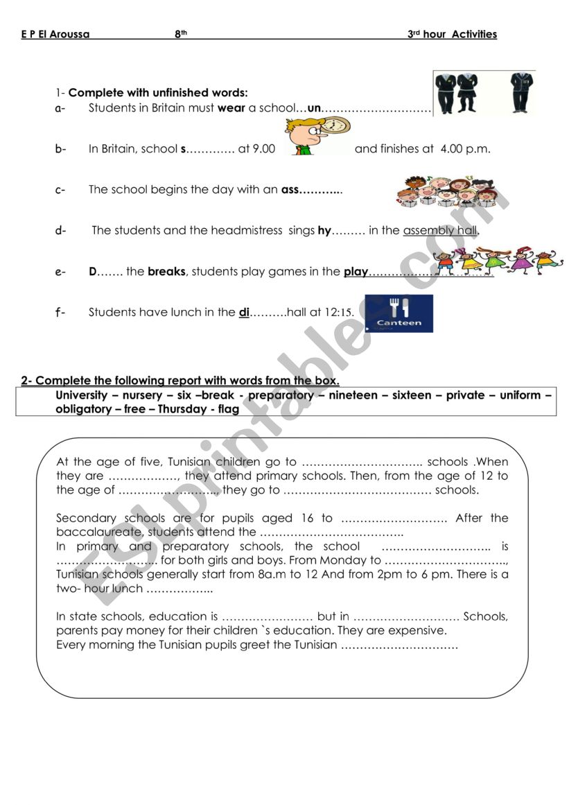 group session 8th year worksheet
