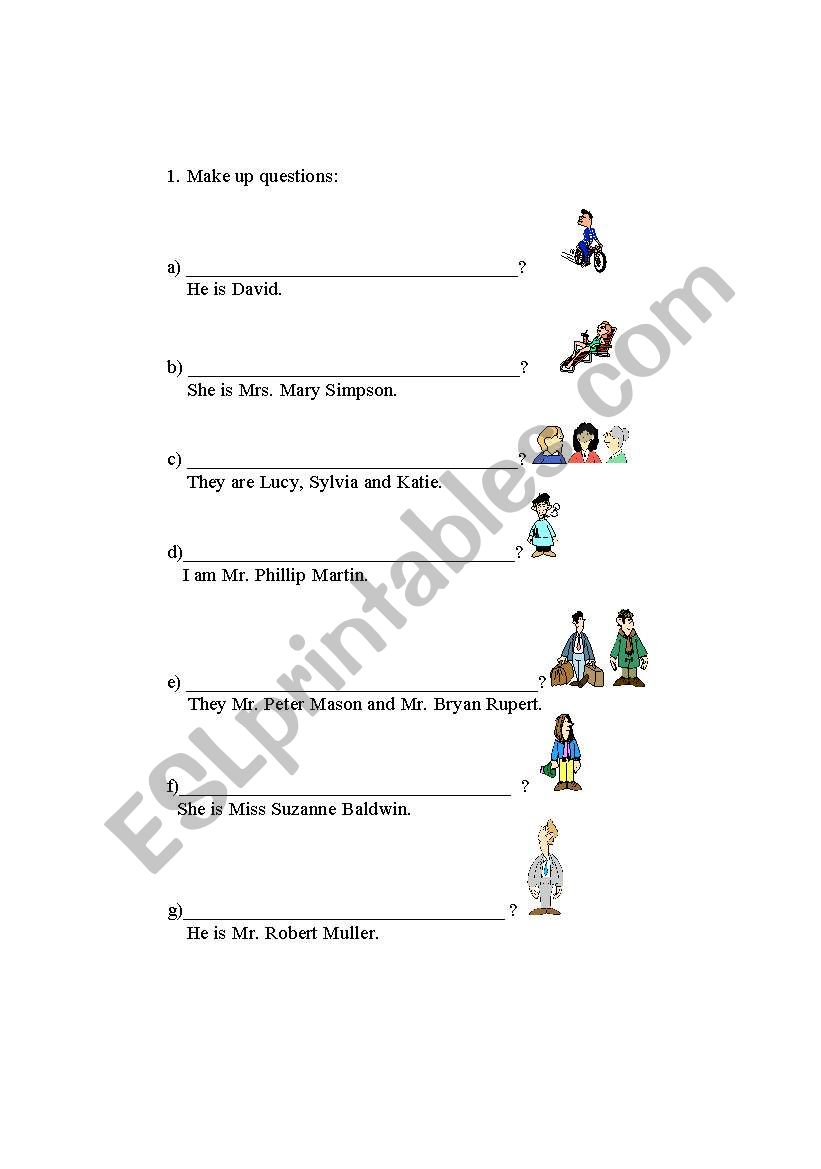 MAKE UP QUESTIONS worksheet