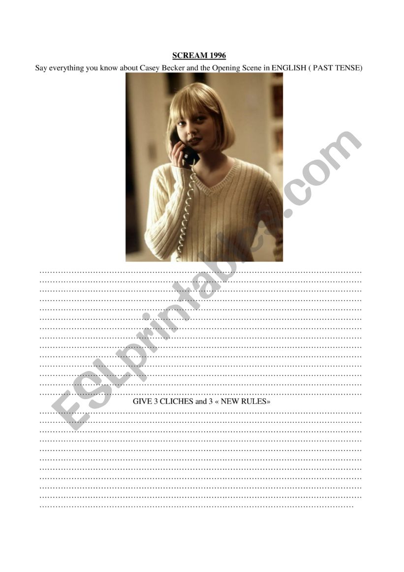 SCREAM 1996 Opening Scene  worksheet