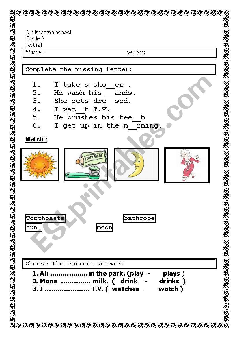 daily routines and time worksheet