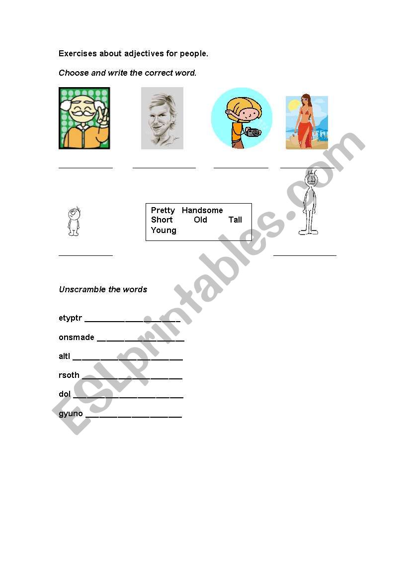 Peoples adjectives worksheet