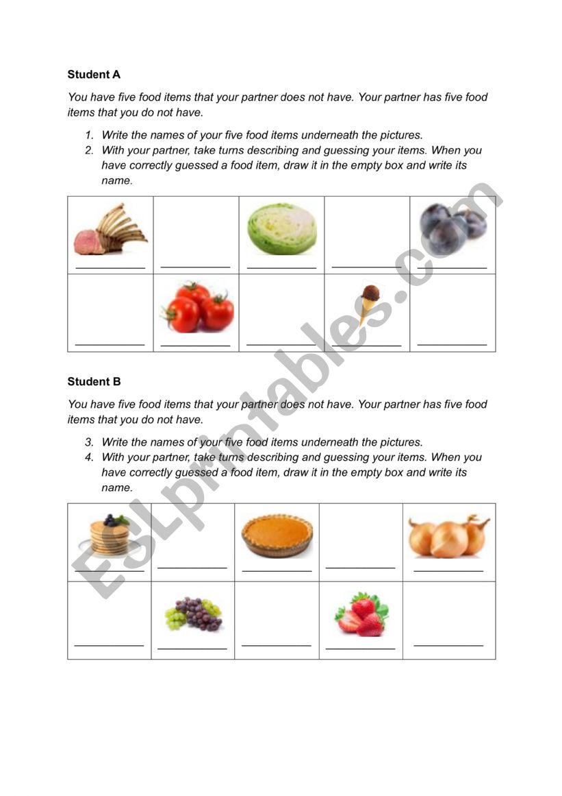 Information gap activity - Food Information gap activity - Food