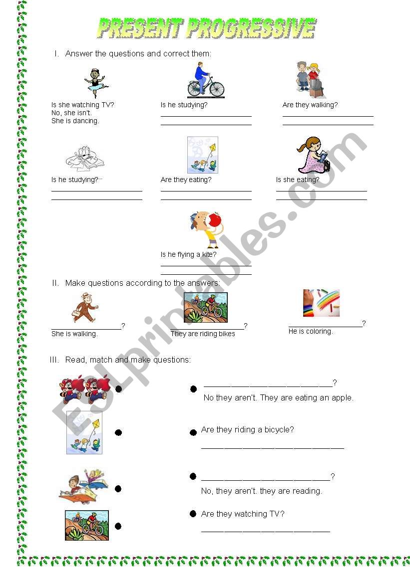 present continuous worksheet