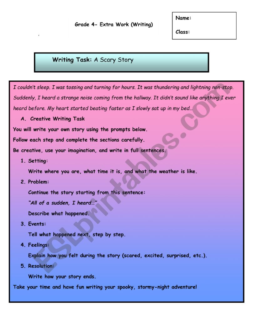 Creative Writing worksheet
