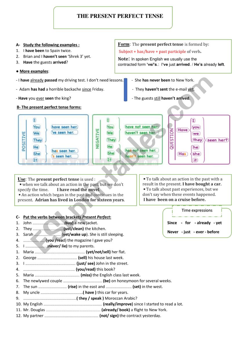Present Perfect worksheet