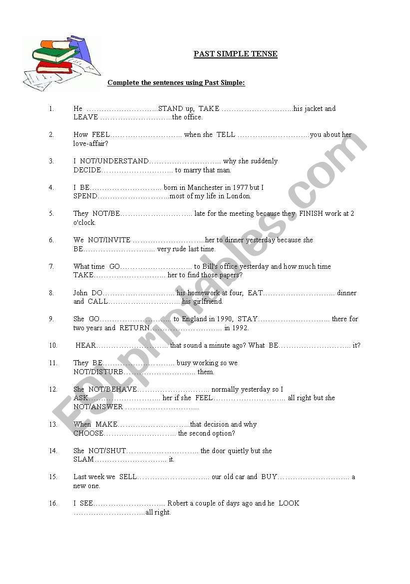 PAST SIMPLE TENSE worksheet