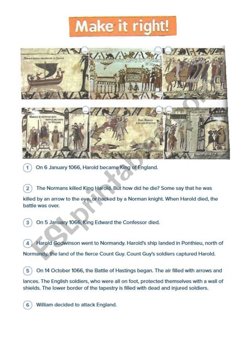 Battle of Hastings worksheet