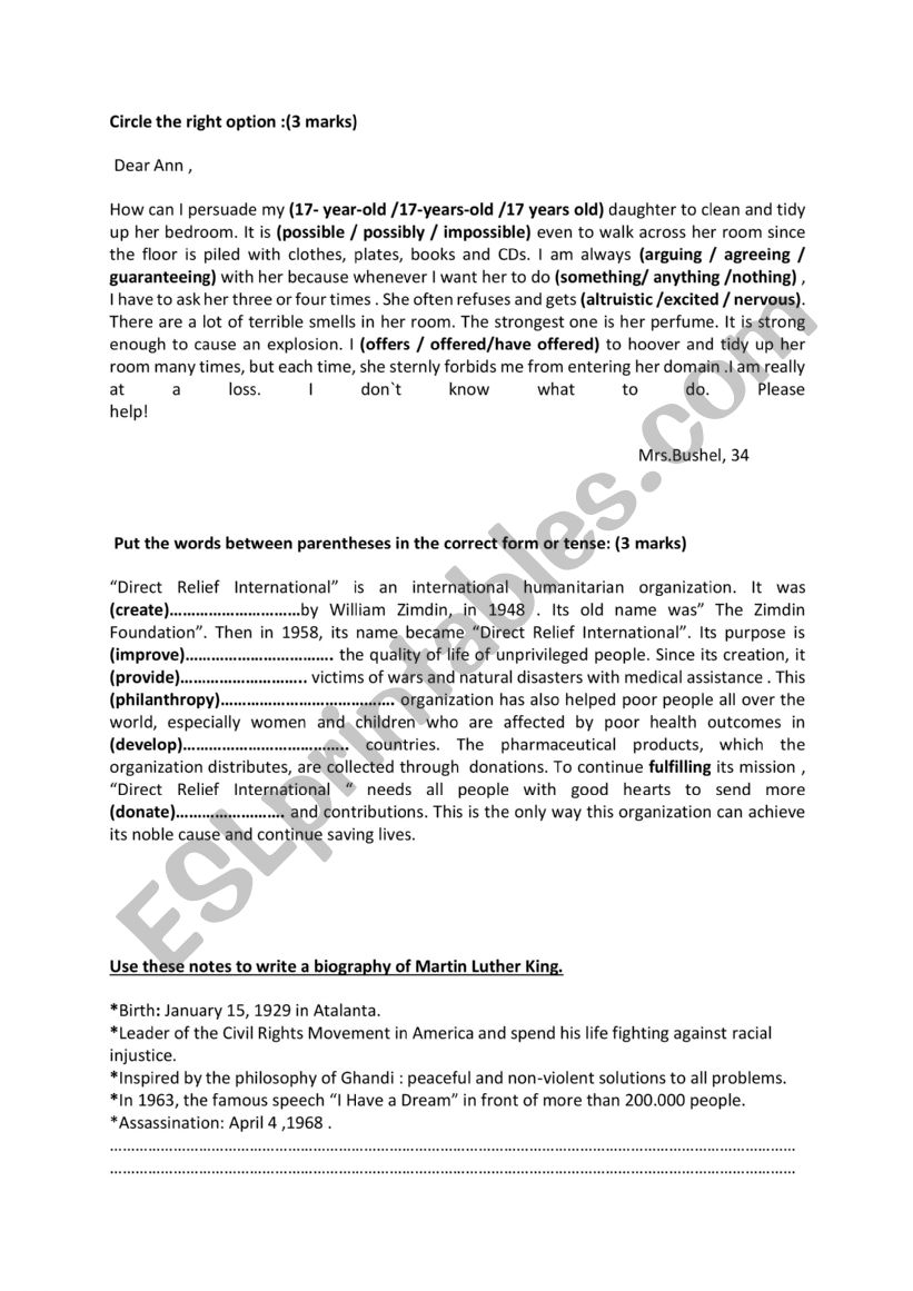 language and guided writing  worksheet