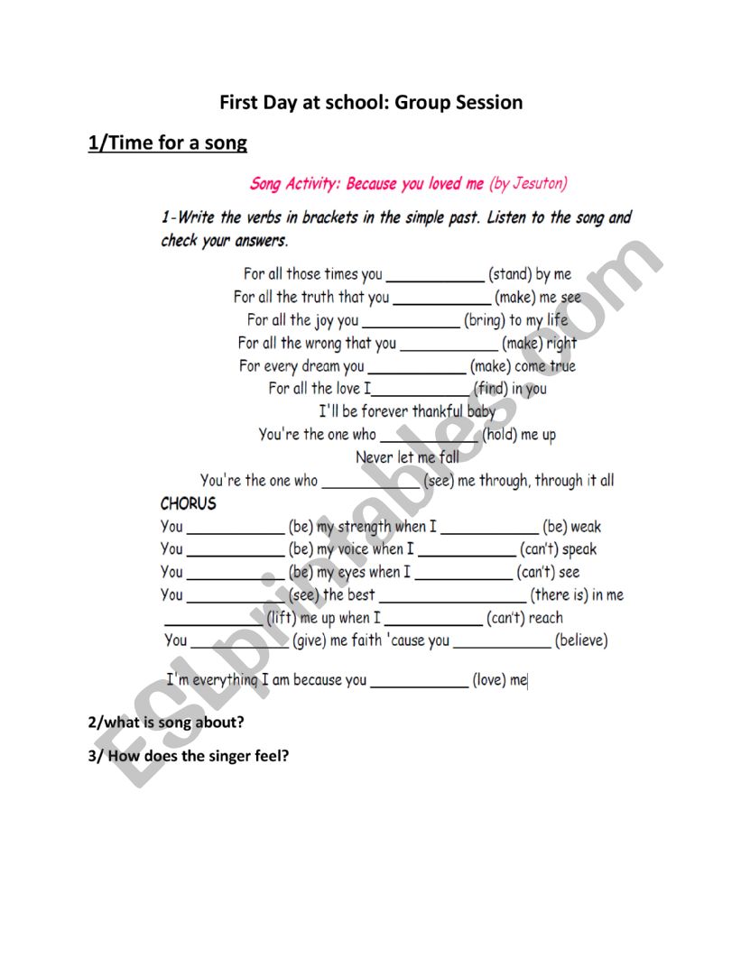 first day at school worksheet