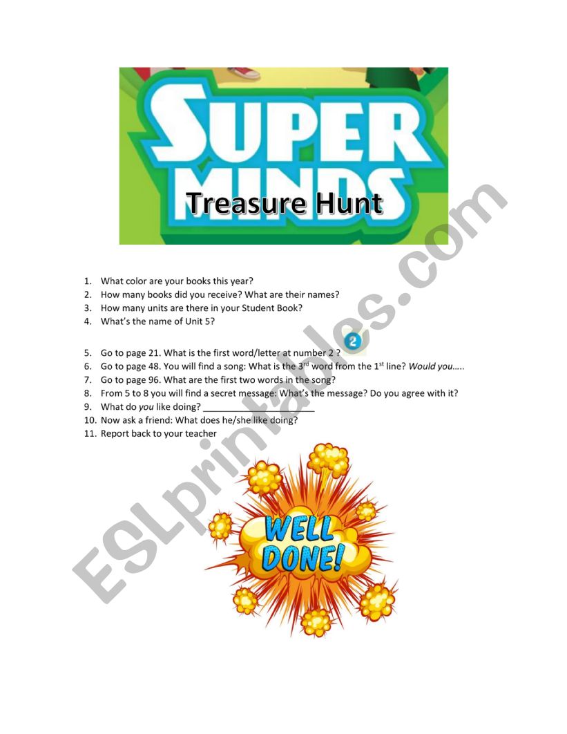 Treasure hunt for Super Minds 2