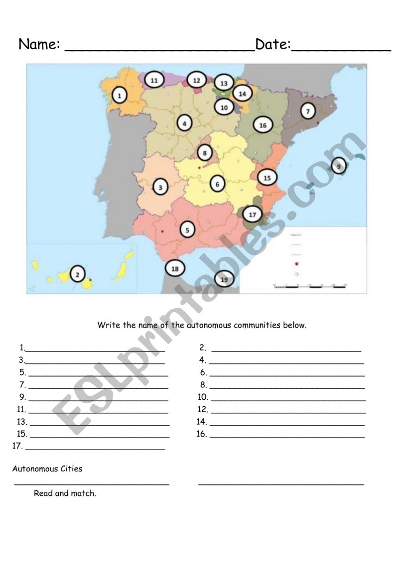 Autonomous Communities of Spain and living in Spain.