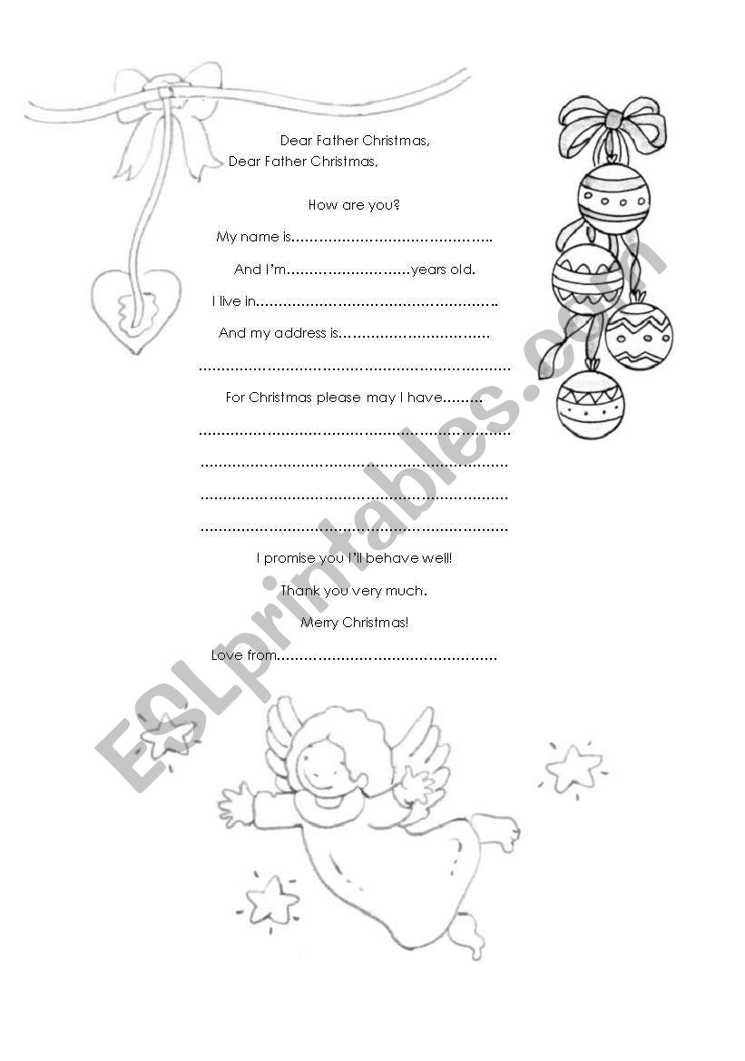 letter to Santa worksheet