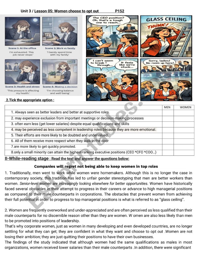 lesson 5:Women choose to opt out